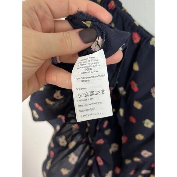 Madewell Silk Ruffle-Strap Cami Top in Confetti Floral Size 10 Navy Blue Floral - Picture 7 of 9